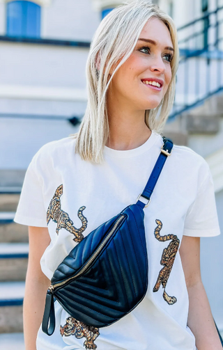 Black Quilted Belt Bag