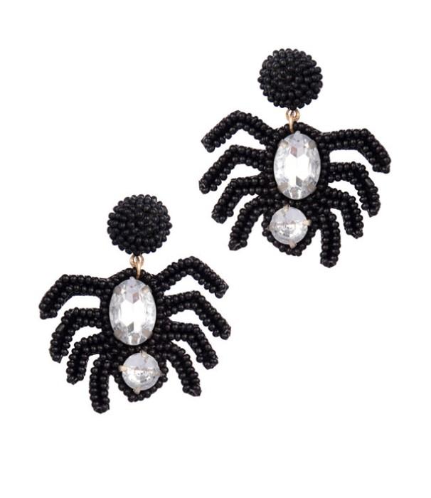Black Rhinestone Spider Earring