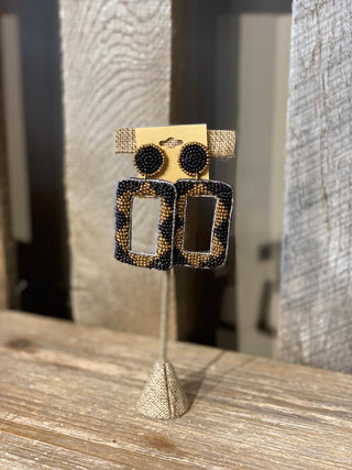 Black Seed Rectangle Earring