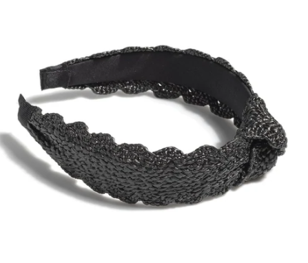 Black Straw Scallop Headband
