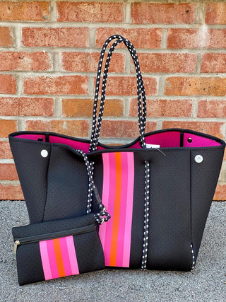 Black Stripe Neoprene Tote