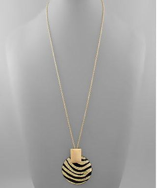Black Tiger Disc Necklace