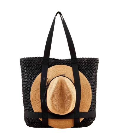 Black Tote and Hat Set