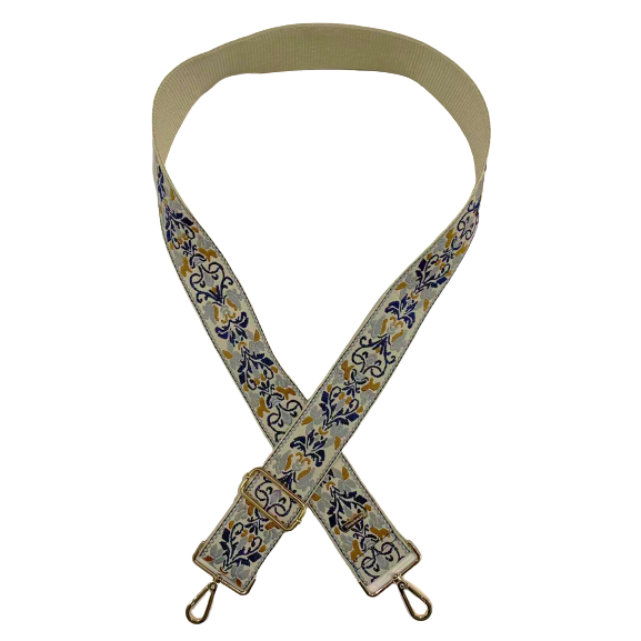 Blue/Camel Embroidery Strap