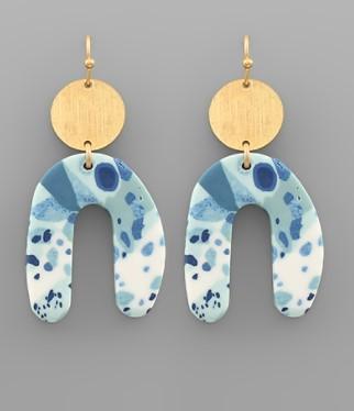 Blue Arch Clay Earring