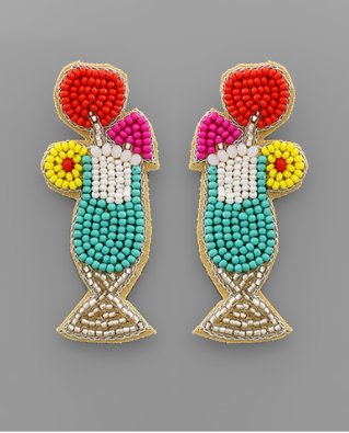 Blue Coctail Drink Earring