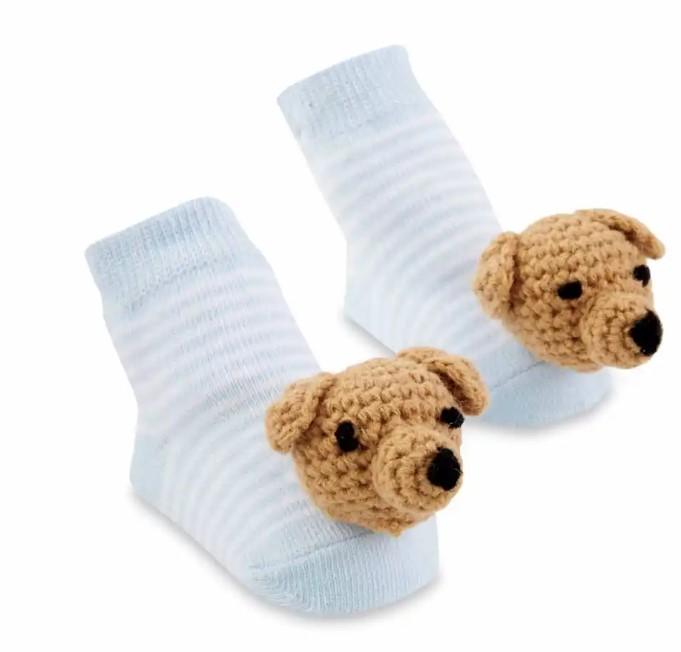Blue Dog Rattle Toe Socks