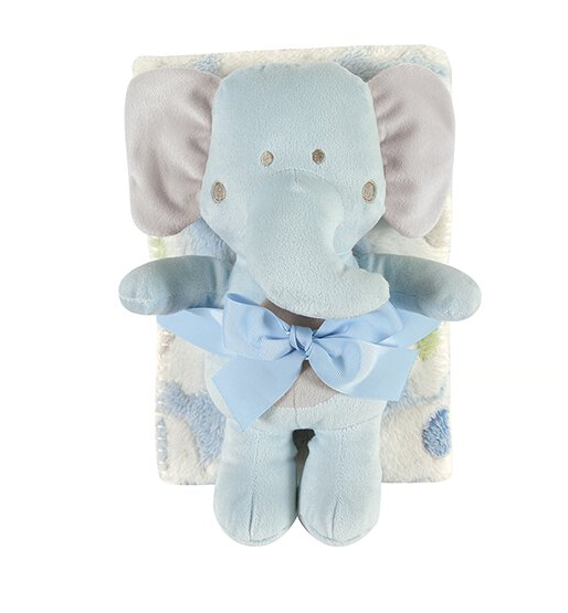 Blue Elephant with Blanket Set
