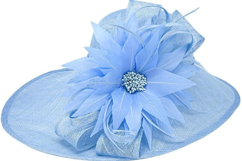 Blue Feather Flower Hat