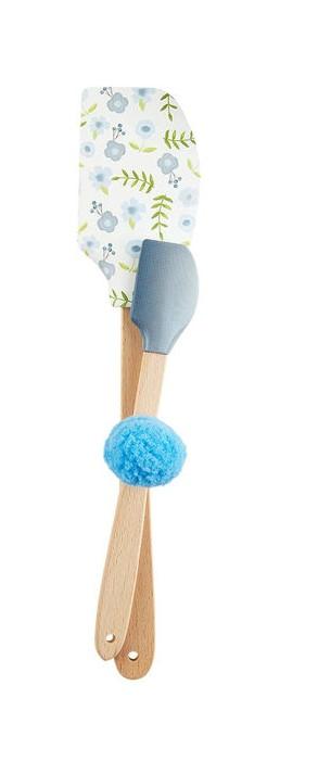 Blue Floral Spatula Set