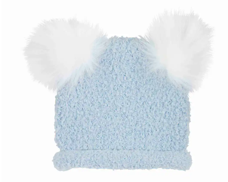 Blue Fur Pom Chenille Hat