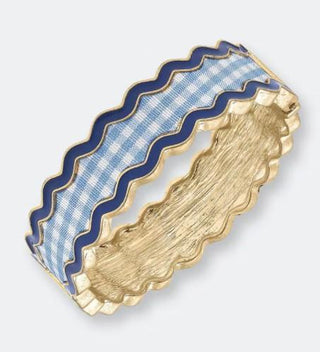 Blue Gingham Statement Bangle