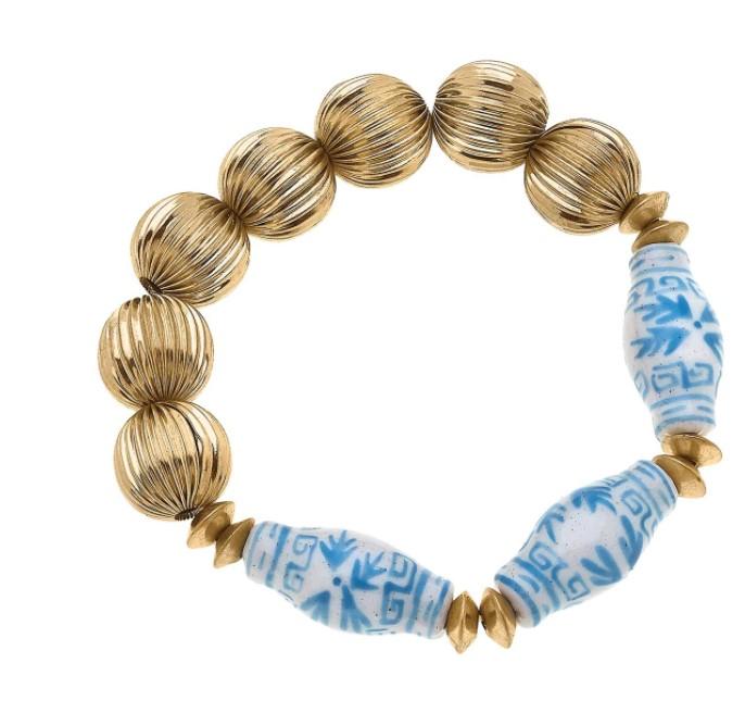 Blue & Gold Porcelain Bracelet