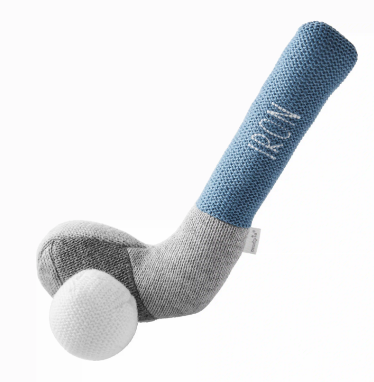 Blue Golf Club Knit Rattle
