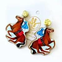 Blue Jockey On Horse Earring