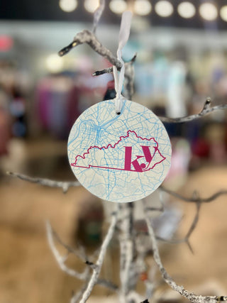 Blue KY Map Ornament
