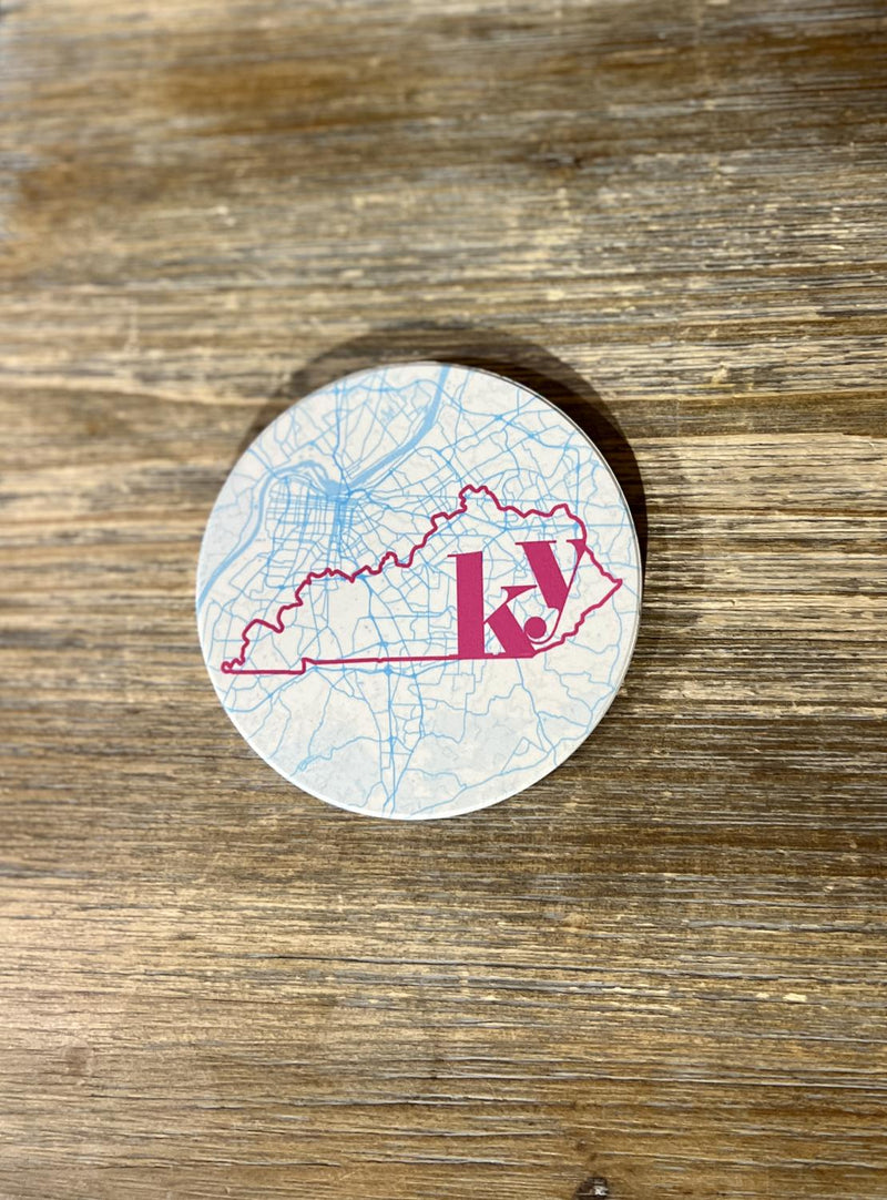 Blue Louisville Map Coaster