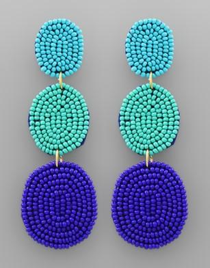 Blue Oval Drop Earring