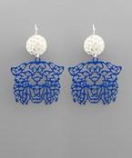 Blue & White Wildcat Earring