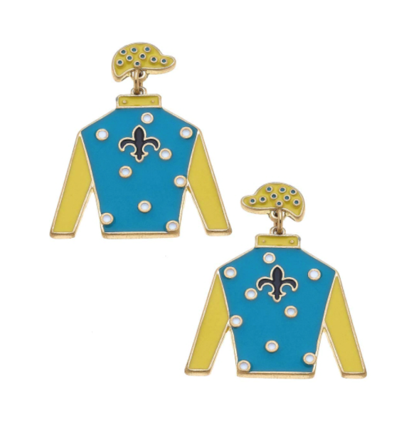 Blue & Yellow Jockey Earring