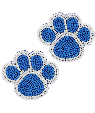 Blue and White Paw Stud