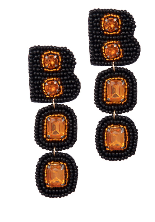 Boo Rhinestone Earrings Black/