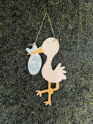 Boy Stork Door Hanger