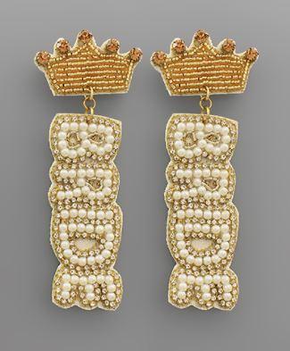 Bride & Crown Earrings White