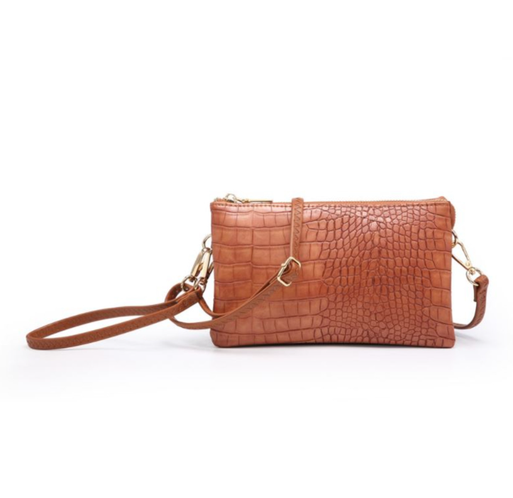 Brown Croc Riley Crossbody