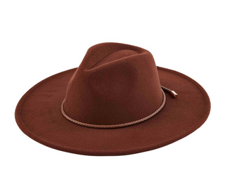 Brown Tied Braided Fedora