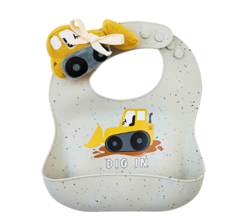 Bulldoze Silicone Bib & Rattle