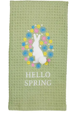 Bunny In Flower Waffle Towel