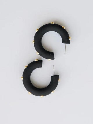 Candace Black Medium Hoop