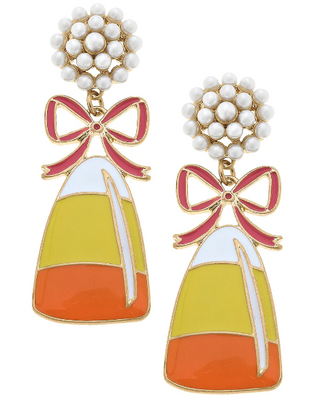 Candy Corn Bow Earring
