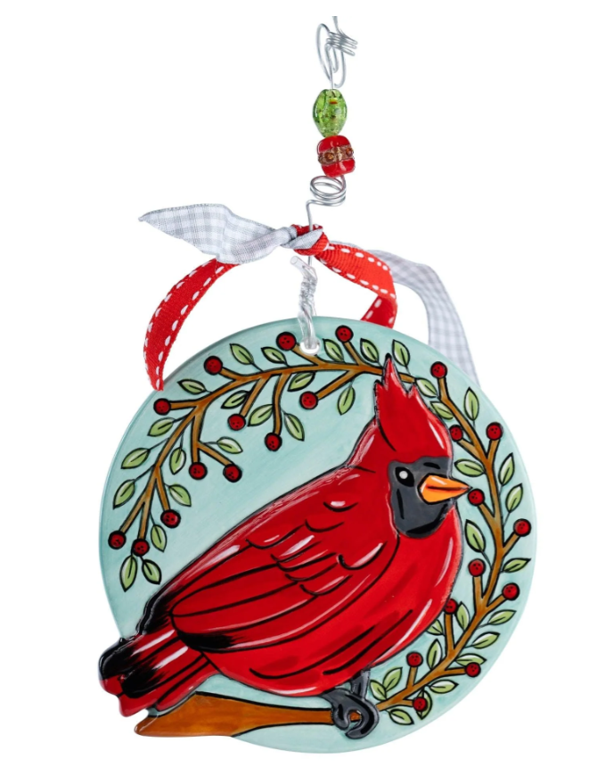 Cardinal Wreath Flat Ornament