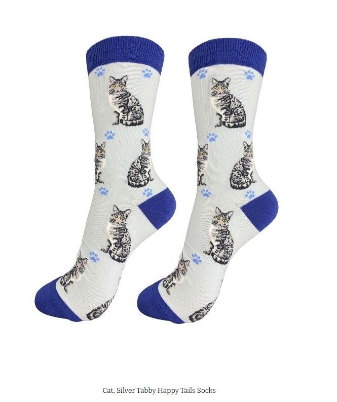 Cat Silver Tabby Socks