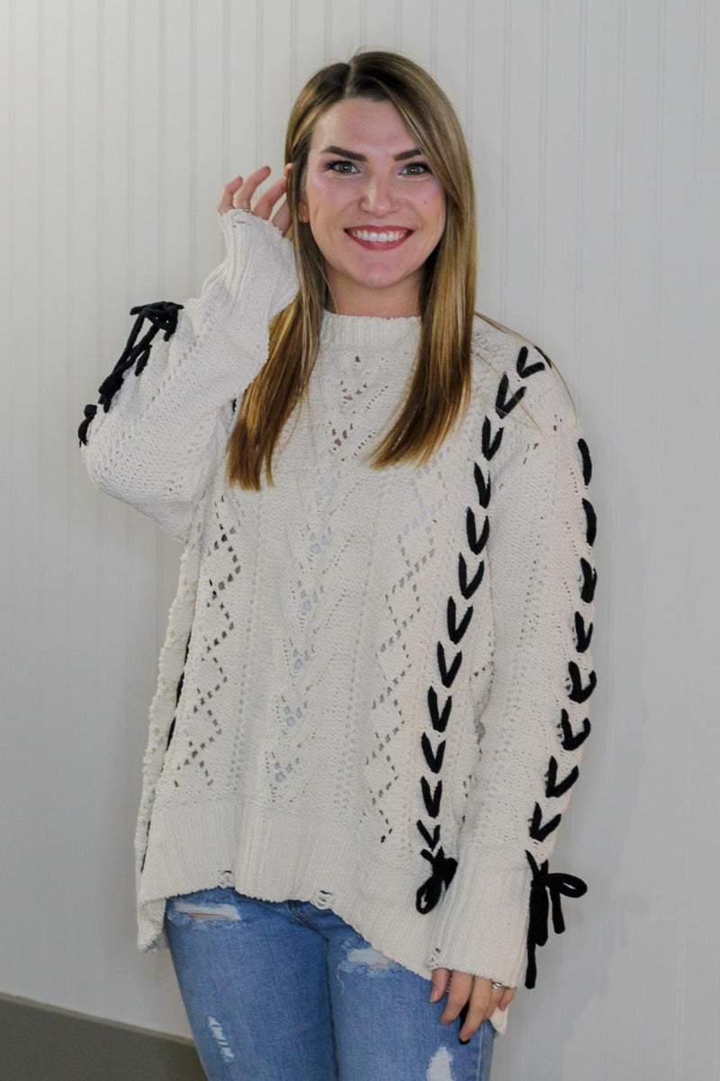 Check Mate Eyelet Sweater