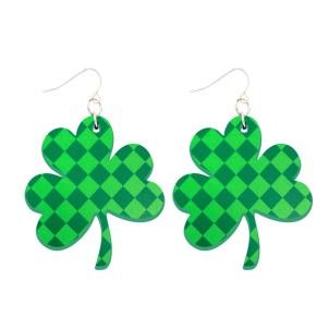 Checkerd Shamrock Earrings Gre