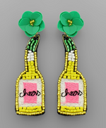 Cheers Wine Bead Earrings Green