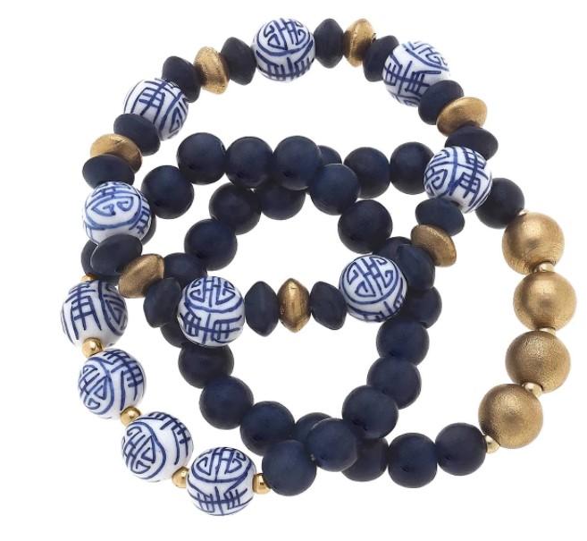 Chinoisrie Wood Bracelet Set