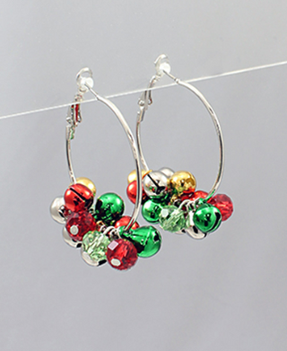 Christmas Bell & Bead Hoops Multi