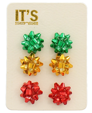 Christmas Bow Stud Set Earrings