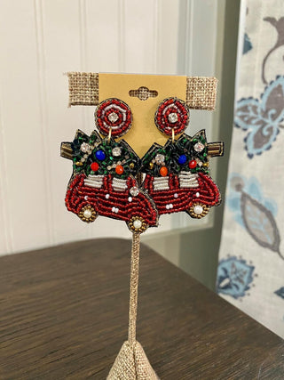 Christmas Car Beaded Earring