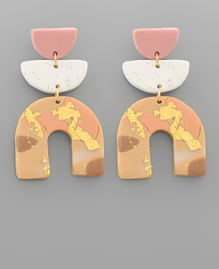 Clay Half Moon & Arch Earring Blush