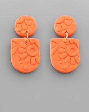 Clay Half Oval Earring Coral