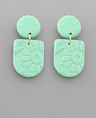 Clay Half Oval Earring Turquoise