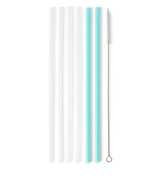 Clear & Aqua Tall Straw Set