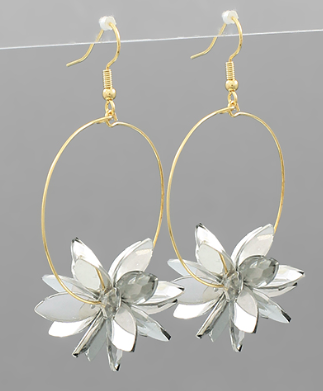 Clear Flower Abstract Earring