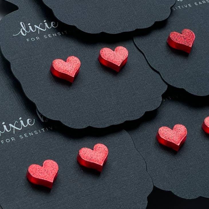 Confetti Heart Earrings Red