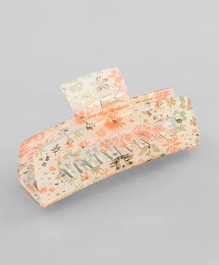 Coral Floral Hair Clip
